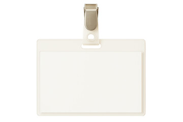Blank name badge holder for events and conferences on a transparent background