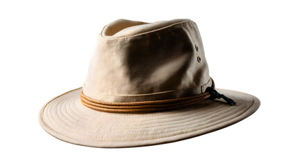 High quality, realistic photo of Broad-brim sun hat khaki color, isolated on transparent background, product photography style