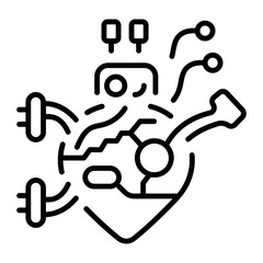 A line style icon representing an artificial heart model