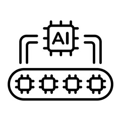 A linear icon depicting a conveyor belt automation system