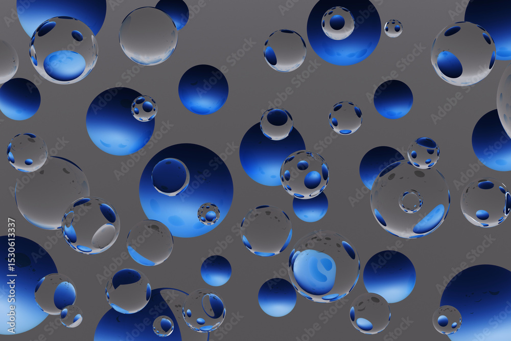 Aufkleber dynamic abstract 3d pattern featuring floating blue and gray spheres. 3d rendering. abstract geometr