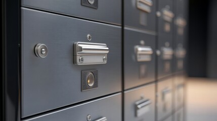 Array of Secure Deposit Boxes for Investment Security with Metal Construction and Locks