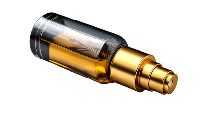 High quality, realistic photo of Travel-sized perfume atomizer spray bottle, isolated on transparent background, product photography style