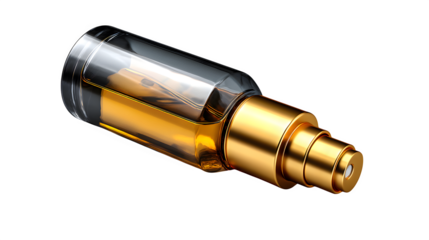 High quality, realistic photo of Travel-sized perfume atomizer spray bottle, isolated on transparent background, product photography style