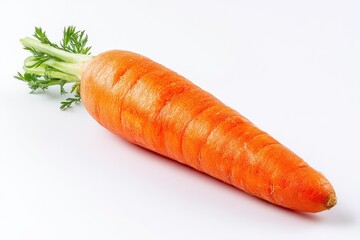 Single, whole carrot on white