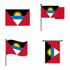 Flag of Antigua and Barbuda. Antigua and Barbuda flag official color and scale digital vector illustration design. Waving flag. Hanging flag.