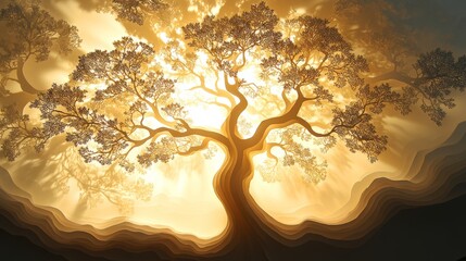 Paper cut tree with light