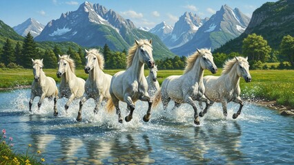 7 horses good luck symbol © Rajeshkumar