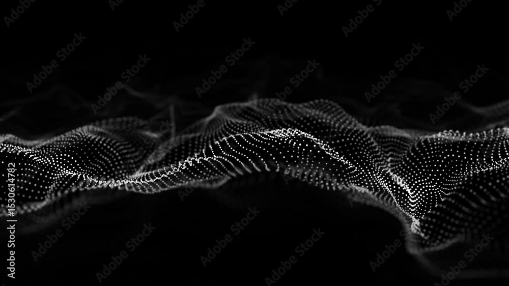 Aufkleber dynamic black wave of particles. abstract futuristic background. big data visualization. 3d renderin