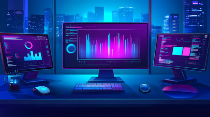 Fototapeta premium Smart workspace setup promotion ergonomic desk set 