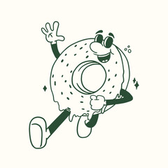 donut retro cartoon character illustration