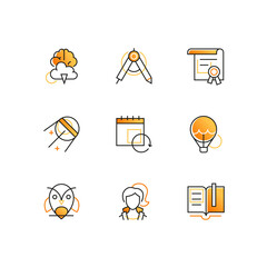 Education - modern line design style icons set