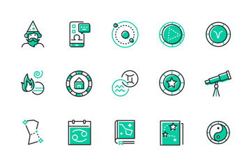 Astrology - set of line design style icons