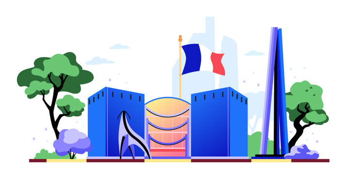 Travel to France - colorful flat design style illustration