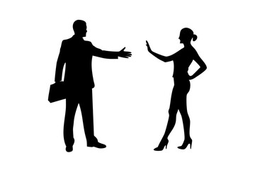 Black silhouette vector illustration of a new employee in business context