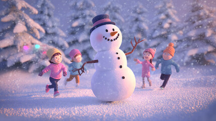 3d Cartoon of a friendly Snowman