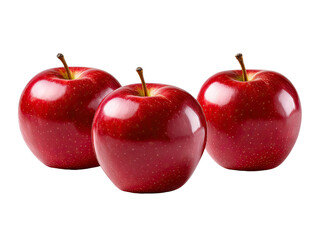 Red Apple Trio: A vibrant trio of perfectly ripe red apples, their smooth, shiny skins reflecting the light, ready to enjoy as a healthy snack.