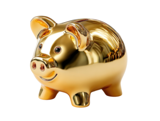 Golden Piggy Bank: A gleaming golden piggy bank, symbolizing wealth, savings, and financial prosperity. This image is a testament to fiscal responsibility and a secure future.