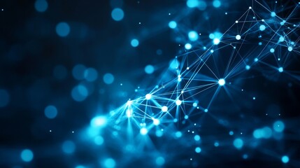 Obraz premium Global Data Network Background with Molecular Structure and Interconnected Lines and Nodes Design