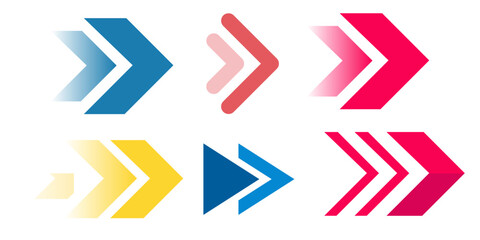 Collection of colorful gradient arrows isolated on transparent background