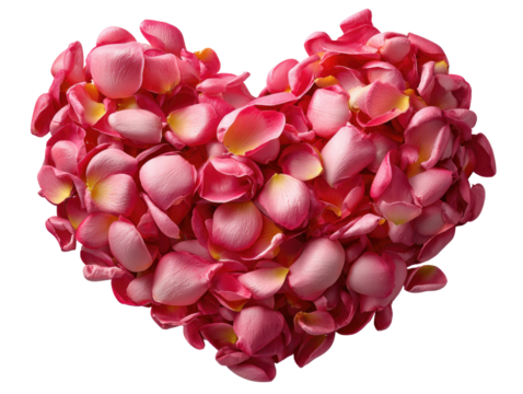 Rose Petals in the Shape of a Heart: A romantic symbol of love and affection, crafted with delicate rose petals, embodies the essence of beauty and passion.