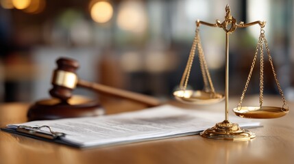 Justice Scales and Gavel on Legal Document