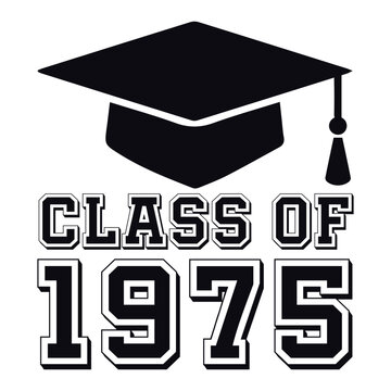 class of 1975 black lettering white background