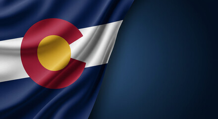 Colorado Day Elegance – Close-Up of State Flag on Deep Blue Background