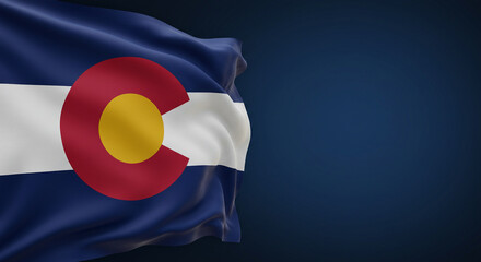 Colorado Day Elegance – Close-Up of State Flag on Deep Blue Background