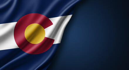 Colorado Day Elegance – Close-Up of State Flag on Deep Blue Background