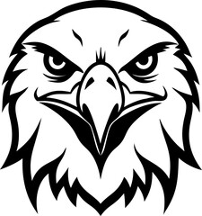 Fierce tribal eagle head design, isolated on white. Great for tattoos or predator logo art.