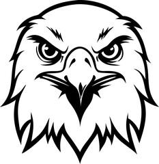Powerful eagle head icon in black tribal lines. Perfect for animal tattoo or branding design.
