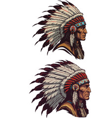 Obraz premium Native American Style Chief Headdress Illustration