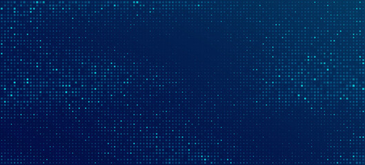 Fototapeta premium Abstract blue pixel pattern for Business or Technology background. Digital data with futuristic glittering dots for cryptocurrency backdrop. Tech pixels for online webinar. Vector illustration.