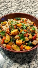 Moroccan tagine with couscous and vegetables.