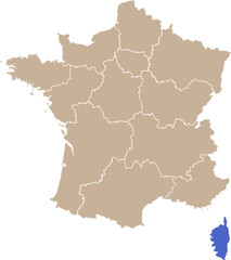 Carte de France avec région Corse