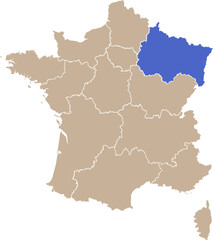 Carte de France avec région Grand-Est