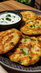 Afghan bolani with yogurt dip.