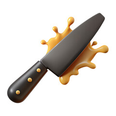 Knife with sauce splash isolated on Transparent Background