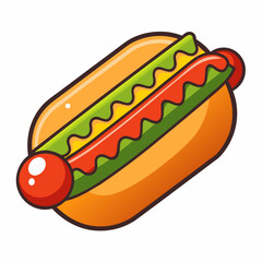 Cartoon Hotdog Vector Illustration A fun colorful design featuring a whimsical hotdog character perfect for food related projects and playful