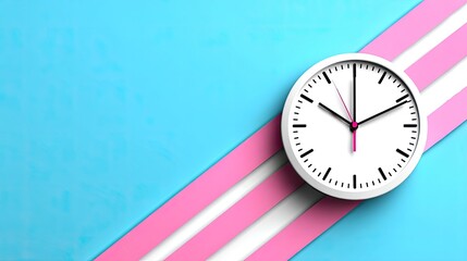 Modern clock on a vibrant blue and pink background