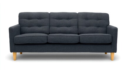 Modern upholstered sofa with wooden legs