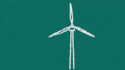 Hand-drawn illustration of a wind turbine on a chalkboard background