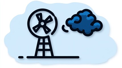 Wind turbine generating energy with clouds in the background