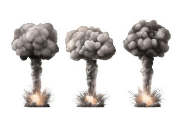 Illustrative mushroom cloud Ascends, power of detonation cloud and aftermath