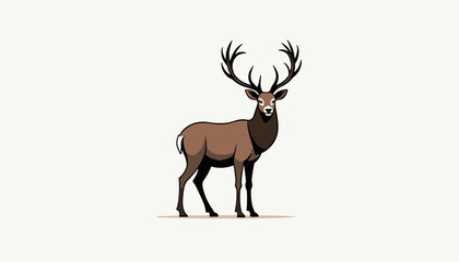 Stylized illustration of a standing deer with antlers