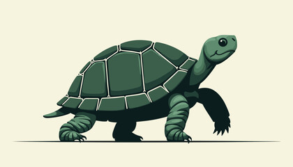Obraz premium Stylized illustration of a green turtle walking gracefully 