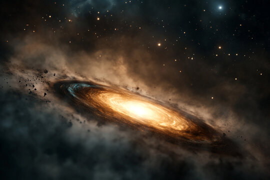 Majestic black hole surrounded by a luminous accretion disk in deep space - Powered by Adobe