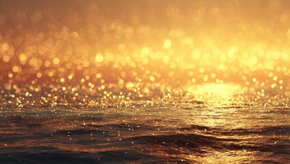 Golden sunset over shimmering water