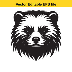 Stylized Vector Illustration of a Raccoon Dog Head